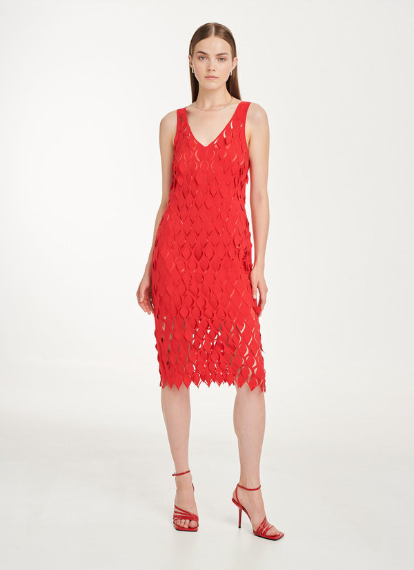 MIDI DRESS CUTCUUTUR - RED