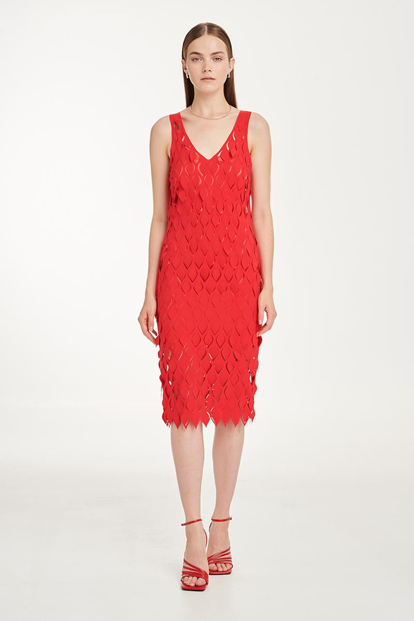 MIDI DRESS CUTCUUTUR - RED