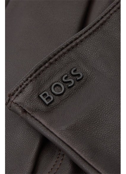 LEATHER GLOVES BOSS - 210 BROWN